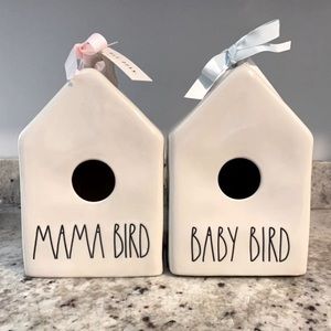 Rae Dunn Mama Bird and Baby Bird Birdhouses